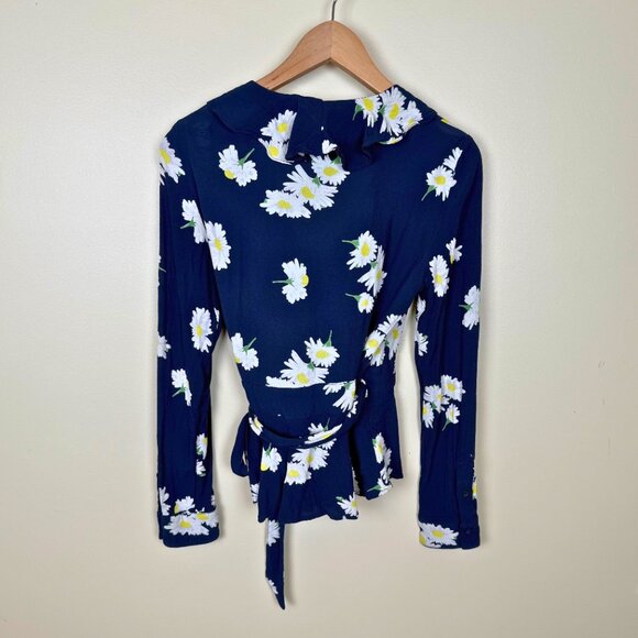 Ganni Tie Waist Blouse | Size 38 | Blue with Flowers - Picture 5 of 8